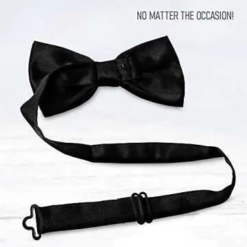 Burlet Bow Tie - Black Bow Tie - Bow Tie For Men - Bowtie Men - Silk Look
