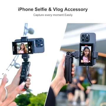 Newmowa Phone Vlog Selfie Monitor Screen,Support 4K Wired Recording,Magnetic Phone Holder,Using Phone Rear Camera for Selfie Vlog TikTok,Compatible with iPhone(4K Wired Recording NOT Supports iOS 18)