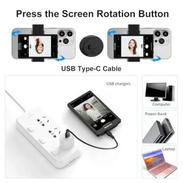 Newmowa Phone Vlog Selfie Monitor Screen,Support 4K Wired Recording,Magnetic Phone Holder,Using Phone Rear Camera for Selfie Vlog TikTok,Compatible with iPhone(4K Wired Recording NOT Supports iOS 18)