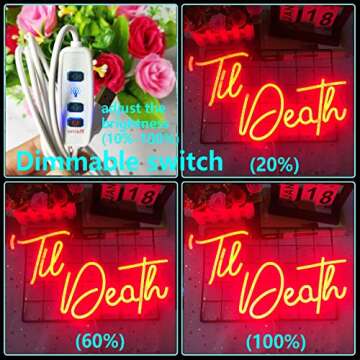 Til Death Neon Sign Dimmable Til Death Led Sign Art Wall Decor Til Death Sign for Valentine's Day Bachelorette Gifts Backdrop Party Wedding Decor