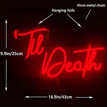 Til Death Neon Sign Dimmable Til Death Led Sign Art Wall Decor Til Death Sign for Valentine's Day Bachelorette Gifts Backdrop Party Wedding Decor