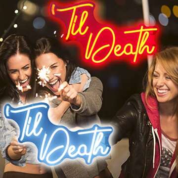 Til Death Neon Sign Dimmable Til Death Led Sign Art Wall Decor Til Death Sign for Valentine's Day Bachelorette Gifts Backdrop Party Wedding Decor