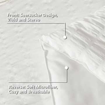 CozyLux Full Bed in a Bag White Seersucker 7-Piece Set