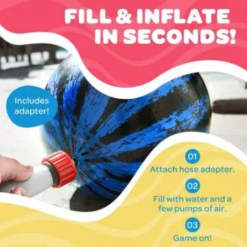 Watermelon Ball – The Ultimate Swimming Pool Game | Pool Ball for Under Water Passing, Dribbling, Diving and Pool Games for Teens, Kids, or Adults | Balls Fills with Water (9 inch Ball (Blue))