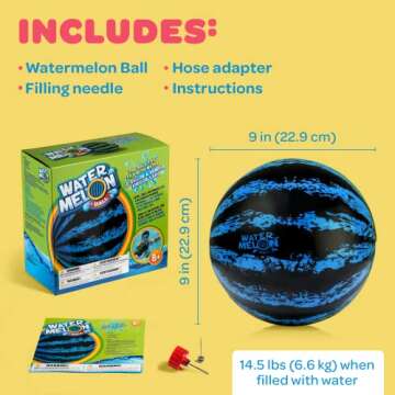 Watermelon Ball – The Ultimate Swimming Pool Game | Pool Ball for Under Water Passing, Dribbling, Diving and Pool Games for Teens, Kids, or Adults | Balls Fills with Water (9 inch Ball (Blue))