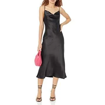 The Drop Women's Scarlett Cowl Neck Slip Dress, Black, S