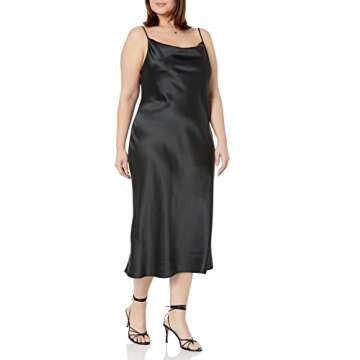 The Drop Women's Scarlett Cowl Neck Slip Dress, Black, S