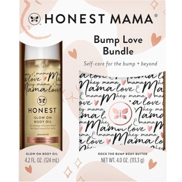 The Honest Company Honest Mama Body + Belly Bump Love Bundle | Moisturizing, Plant-Based Oil + Stret...