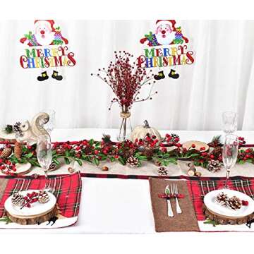 DearHouse 6FT Red Berry Christmas Garland with Pine Cone Garland Artificail Garland Indoor Outdoor Garden Gate Home Decoration for Holiday Winter New Year Decor