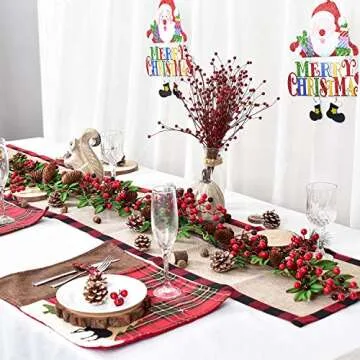 DearHouse 6FT Red Berry Christmas Garland with Pine Cone Garland Artificail Garland Indoor Outdoor Garden Gate Home Decoration for Holiday Winter New Year Decor