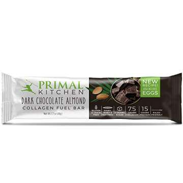 Primal Kitchen - Dark Chocolate Almond Collagen Protein Bars, 15g of Protein, Paleo Approved (Pack of 12, 1.69 oz)