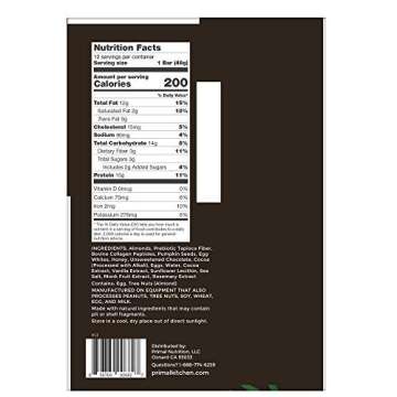 Primal Kitchen - Dark Chocolate Almond Collagen Protein Bars, 15g of Protein, Paleo Approved (Pack of 12, 1.69 oz)