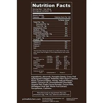 Primal Kitchen - Dark Chocolate Almond Collagen Protein Bars, 15g of Protein, Paleo Approved (Pack of 12, 1.69 oz)