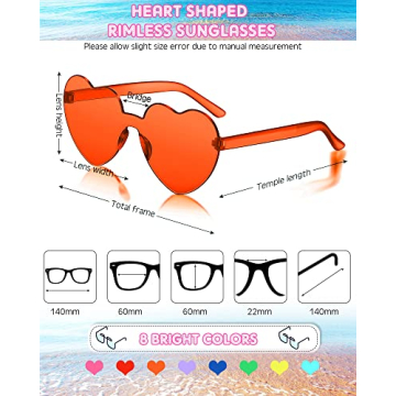 Colorful Heart-Shaped Rimless Sunglasses for Parties