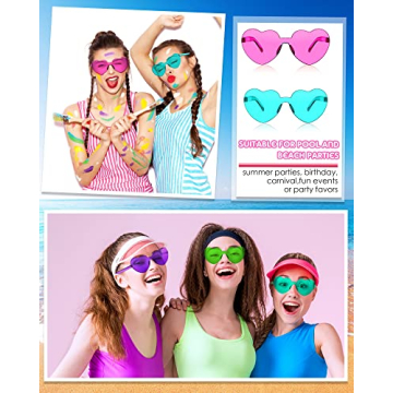 Colorful Heart-Shaped Rimless Sunglasses for Parties