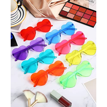 Colorful Heart-Shaped Rimless Sunglasses for Parties