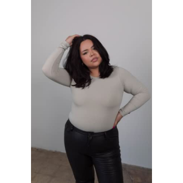 Almere High Neck Long Sleeve Bodysuit - Chic Basic Top in Sage Green