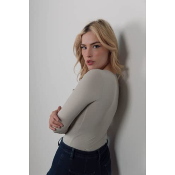 Almere High Neck Long Sleeve Bodysuit - Chic Basic Top in Sage Green