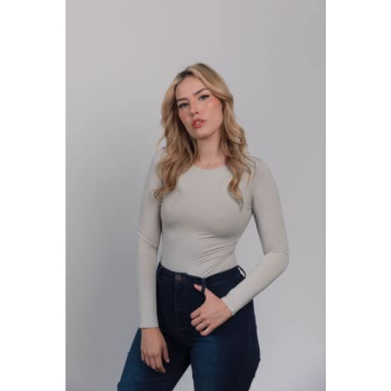 Almere High Neck Long Sleeve Bodysuit - Chic Basic Top in Sage Green