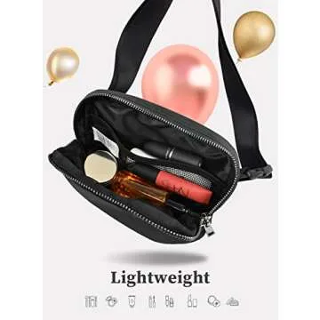 Meyfancy Belt Bag for Women Black Fanny Packs Crossbody Bags with Adjustable Strap for Running Travel Workout Waterproof