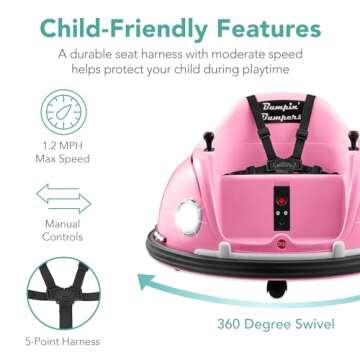 Best Choice Products 6V Electric Kids Ride On Bumpin Bumper Car, 1.5 - 6 Years Old, Parent Remote Control, 360 Degree Spin, Lights, Sounds - Pink