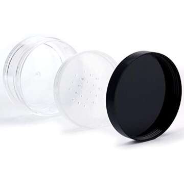 Dele 50g Plastic Empty Powder Puff Case Portable Makeup Case Travel Kit Blusher Cosmetic Makeup Containers with Sifter And Lids (Pack Of 8)