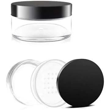 Dele 50g Plastic Empty Powder Puff Case Portable Makeup Case Travel Kit Blusher Cosmetic Makeup Containers with Sifter And Lids (Pack Of 8)
