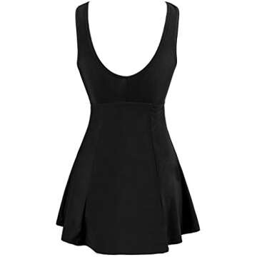 wantdo Women's Plus Size One Piece Swimsuit Tummy Control Modest Bathing Suit Flower Print Swimdress with Skirt