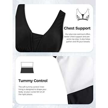 wantdo Women's Plus Size One Piece Swimsuit Tummy Control Modest Bathing Suit Flower Print Swimdress with Skirt