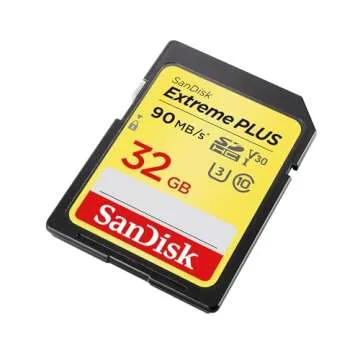 SanDisk Extreme PLUS 32GB SDHC UHS-I/V30/U3/Class 10 Card - Up to 90MB/s Read & 60MB/s Write Speed