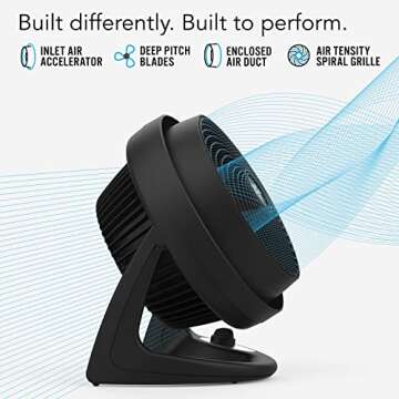 Vornado 610 Whole Room Air Circulator Fan with 3 Speeds, Black, Medium