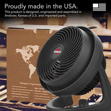 Vornado 610 Whole Room Air Circulator Fan with 3 Speeds, Black, Medium