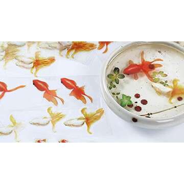 Cafurty 10 Sheets 3D Resin Koi Fish Painting Sticker Goldfish Stickers with 3D Effect Koi Pond Clear Film Filling Material for Resin Art (9 Kinds)