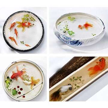 Cafurty 10 Sheets 3D Resin Koi Fish Painting Sticker Goldfish Stickers with 3D Effect Koi Pond Clear Film Filling Material for Resin Art (9 Kinds)