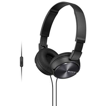 Sony MDR-ZX310AP ZX Series Wired On Ear Headphones with Mic, Black