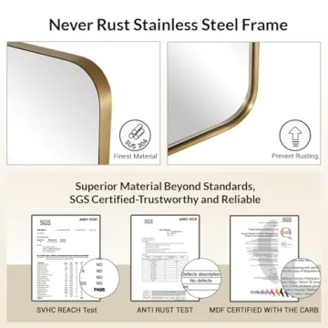 ANDY STAR Gold Bathroom Mirror 24x36 Beautiful Quality Mirror