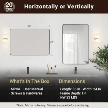 ANDY STAR Gold Bathroom Mirror 24x36 Beautiful Quality Mirror