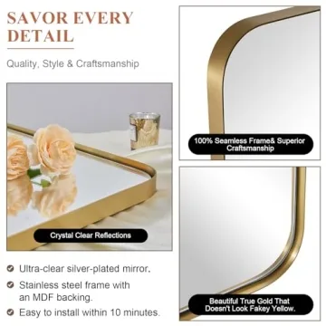 ANDY STAR Gold Bathroom Mirror 24x36 Beautiful Quality Mirror
