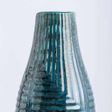 hjn Ceramic Vase- Teal Vase for Home Decor, Flower Vase for Centerpieces, Modern Decor Vases for Liv...