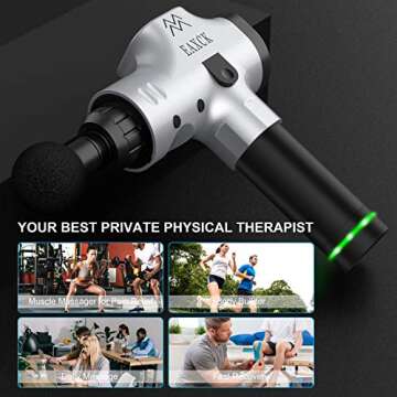 Massage Gun Deep Tissue, EAXCK Percussion Muscle Massager Gun for Athletes Sport Acid Relief, Body Massager for Pain Soreness Portable LED Display Super Quiet Brushless Motor