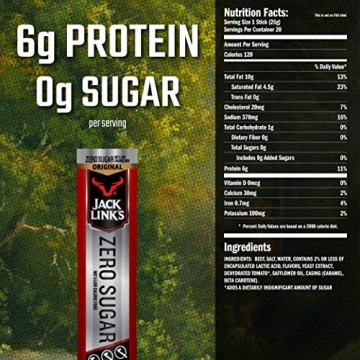 Jack Link's Zero Sugar Beef Sticks, Protein Snack 20ct