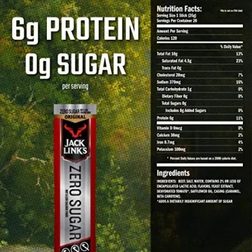 Jack Link's Zero Sugar Beef Sticks, Protein Snack 20ct