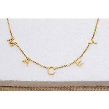 GR35Z9 Customized Personalized Name Necklace for Women Custom Space Letter Necklace Dainty Initial Choker Jewelry Gift for Graduation Birthday