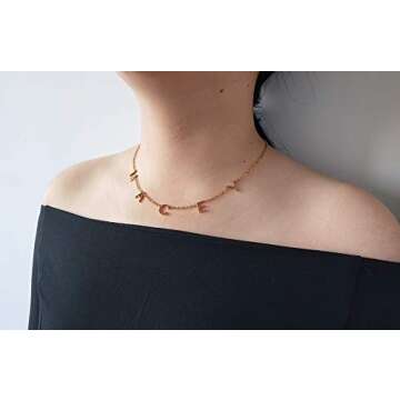 GR35Z9 Customized Personalized Name Necklace for Women Custom Space Letter Necklace Dainty Initial Choker Jewelry Gift for Graduation Birthday