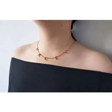 GR35Z9 Customized Personalized Name Necklace for Women Custom Space Letter Necklace Dainty Initial Choker Jewelry Gift for Graduation Birthday