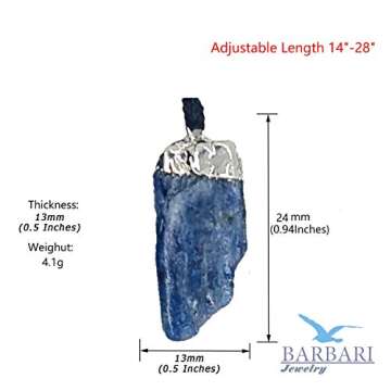 BARBARI Jewelry Raw Blue Kyanite Crystal Necklace | Handmade Gift for Him and Her+ Free Gift Wrap+ Free Gift ! High Quality Natural Rock Healing Gemstone Pendant for Men and Women