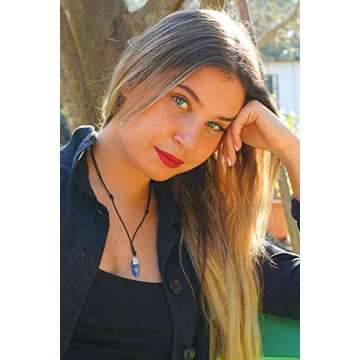 BARBARI Jewelry Raw Blue Kyanite Crystal Necklace | Handmade Gift for Him and Her+ Free Gift Wrap+ Free Gift ! High Quality Natural Rock Healing Gemstone Pendant for Men and Women