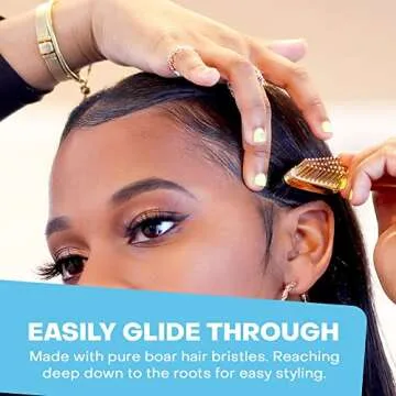 On The Edge Baby Hair – Gentle Hair Brush Styling Tool, Double-Sided Hair Edge Brush, Baby Hair Brush with a Multi-Use Pointed End, Edge Comb Alternative, Gold