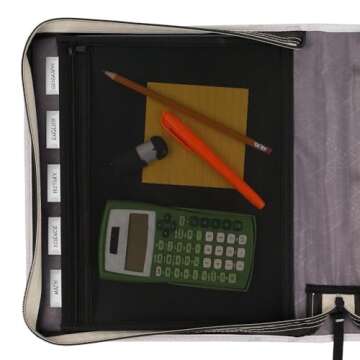 Five Star Zipper Binder, 2 Inch 3-Ring Binder for School, Expansion Panel and Expanding File, 580 Sheet Capacity, Black/Gray (29052IT8)