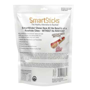 SmartBones SmartSticks, Treat Your Dog to a Rawhide-Free Chew Made With Real Meat and Vegetables, 10 count